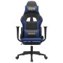 Gaming chair with massage and footrest in black blue synthetic leather by , Gaming chairs - Ref: Foro24-345457, Price: 117,65...