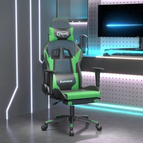 Gaming chair with massage and footrest in black green synthetic leather by , Gaming chairs - Ref: Foro24-345460, Price: 117,6...