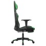 Gaming chair with massage and footrest in black green synthetic leather by , Gaming chairs - Ref: Foro24-345460, Price: 117,6...