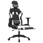 Gaming chair with massage and footrest synthetic leather black white by , Gaming chairs - Ref: Foro24-345462, Price: 148,85 €...