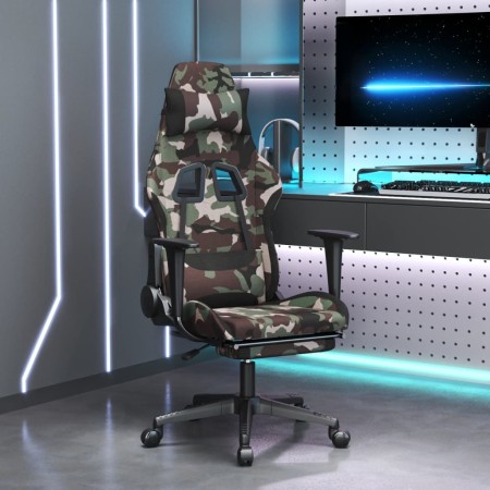 Massage gaming chair with footrest in black and camouflage fabric by , Gaming chairs - Ref: Foro24-345510, Price: 149,99 €, D...