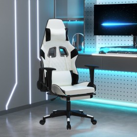 Gaming chair with massage and footrest synthetic leather black white by , Gaming chairs - Ref: Foro24-345531, Price: 146,99 €...