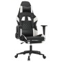 Silla gaming masaje y reposapiés cuero sintético negro blanco de , Sillones para videojuegos - Ref: Foro24-345527, Precio: 14...