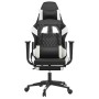 Gaming chair with massage and footrest synthetic leather black white by , Gaming chairs - Ref: Foro24-345527, Price: 145,60 €...