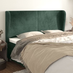 Headboard with dark green velvet ears 163x23x118/128cm by , Headboards and footboards - Ref: Foro24-3117733, Price: 123,29 €,...