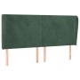 Headboard with dark green velvet ears 163x23x118/128cm by , Headboards and footboards - Ref: Foro24-3117733, Price: 123,44 €,...