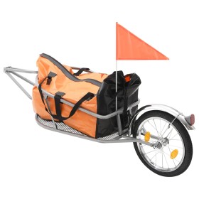 Remolque de bicicleta para equipaje con bolsa naranja y negro de vidaXL, Remolques para bicicletas - Ref: Foro24-91768, Preci...