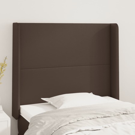 Headboard with brown synthetic leather ears 93x16x118/128 cm by , Headboards and footboards - Ref: Foro24-3119381, Price: 72,...