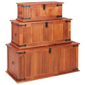 Storage trunk 3 pieces made of solid acacia wood by vidaXL, Storage trunks - Ref: Foro24-247243, Price: 249,36 €, Discount: %