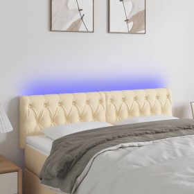 Cream fabric headboard with LED 144x7x78/88 cm by , Headboards and footboards - Ref: Foro24-3121951, Price: 80,05 €, Discount: %