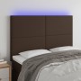 Headboard with LED lights brown synthetic leather 144x5x118/128 cm by , Headboards and footboards - Ref: Foro24-3122237, Pric...