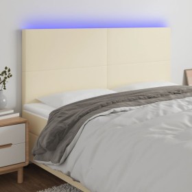 Headboard with LED lights cream synthetic leather 200x5x118/128 cm by , Headboards and footboards - Ref: Foro24-3122254, Pric...