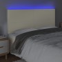 Cabecero con luces LED cuero sintético crema 160x5x118/128 cm de , Cabeceros y pies de cama - Ref: Foro24-3122242, Precio: 12...