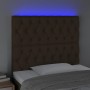 Headboard with LED lights dark brown fabric 90x7x118/128 cm by , Headboards and footboards - Ref: Foro24-3122745, Price: 93,9...