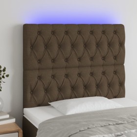 Headboard with LED lights dark brown fabric 100x7x118/128 cm by , Headboards and footboards - Ref: Foro24-3122753, Price: 96,...