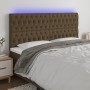 Headboard with LED lights dark brown fabric 200x7x118/128 cm by , Headboards and footboards - Ref: Foro24-3122785, Price: 172...