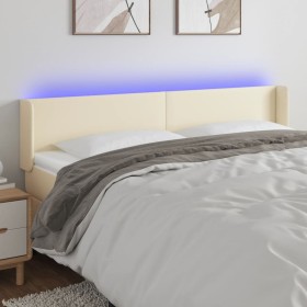 Cabecero con LED cuero sintético crema 203x16x78/88 cm de , Cabeceros y pies de cama - Ref: Foro24-3123066, Precio: 81,99 €, ...