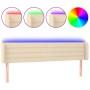 Cream fabric headboard with LED 183x16x78/88 cm by , Headboards and footboards - Ref: Foro24-3123395, Price: 78,46 €, Discoun...