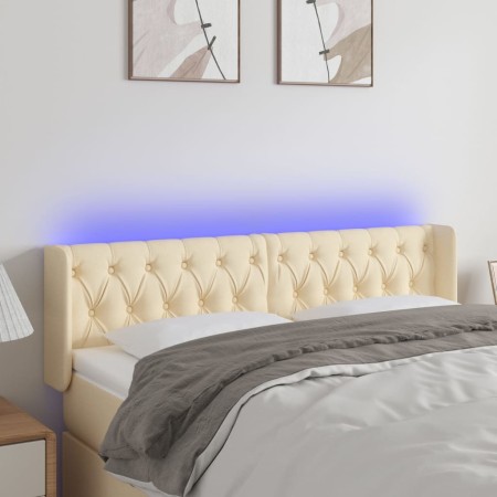 Cream fabric headboard with LED 147x16x78/88 cm by , Headboards and footboards - Ref: Foro24-3123575, Price: 88,99 €, Discoun...