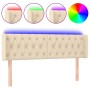 Cream fabric headboard with LED 147x16x78/88 cm by , Headboards and footboards - Ref: Foro24-3123575, Price: 88,99 €, Discoun...