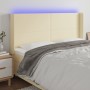 Headboard with LED cream synthetic leather 183x16x118/128 cm by , Headboards and footboards - Ref: Foro24-3123872, Price: 138...