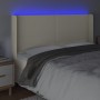 Cabecero con LED cuero sintético color crema 183x16x118/128 cm de , Cabeceros y pies de cama - Ref: Foro24-3123872, Precio: 1...