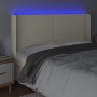 Cabecero con LED cuero sintético color crema 163x16x118/128 cm de , Cabeceros y pies de cama - Ref: Foro24-3123866, Precio: 1...