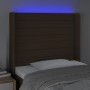 Headboard with LED in dark brown fabric 83x16x118/128 cm by , Headboards and footboards - Ref: Foro24-3124165, Price: 78,13 €...