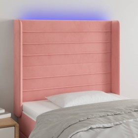 Pink velvet headboard with LED 83x16x118/128 cm by , Headboards and footboards - Ref: Foro24-3124223, Price: 81,99 €, Discoun...