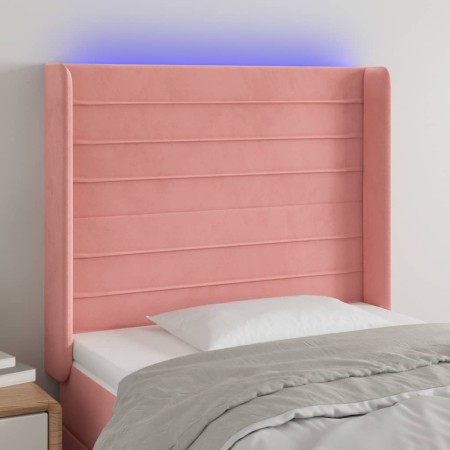 Pink velvet headboard with LED 83x16x118/128 cm by , Headboards and footboards - Ref: Foro24-3124223, Price: 81,26 €, Discoun...