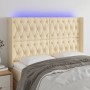 Cabecero con LED de tela color crema 147x16x118/128 cm de , Cabeceros y pies de cama - Ref: Foro24-3124387, Precio: 161,09 €,...