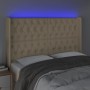 Cabecero con LED de tela color crema 147x16x118/128 cm de , Cabeceros y pies de cama - Ref: Foro24-3124387, Precio: 161,09 €,...