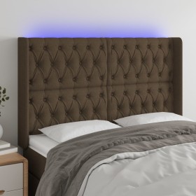 Dark brown fabric headboard with LED 163x16x118/128 cm by , Headboards and footboards - Ref: Foro24-3124393, Price: 167,23 €,...