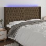 Headboard with LED in dark brown fabric 183x16x118/128 cm by , Headboards and footboards - Ref: Foro24-3124401, Price: 177,71...