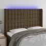 Headboard with LED in dark brown fabric 147x16x118/128 cm by , Headboards and footboards - Ref: Foro24-3124483, Price: 114,88...