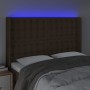 Kopfteil mit LED aus dunkelbraunem Stoff 147x16x118/128 cm von , Kopf- und Fußteile - Ref: Foro24-3124483, Preis: 134,03 €, R...