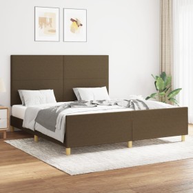 Bed frame with headboard in brown fabric 160x200 cm by , Beds and slatted bases - Ref: Foro24-3124906, Price: 226,99 €, Disco...