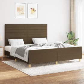 Estructura de cama con cabecero de tela marrón 160x200 cm de , Camas y somieres - Ref: Foro24-3125149, Precio: 223,99 €, Desc...