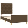 Estructura de cama con cabecero de tela marrón oscuro 90x200 cm de , Camas y somieres - Ref: Foro24-3125271, Precio: 158,74 €...