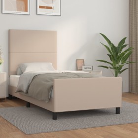 Estructura de cama cabecero cuero sintético capuchino 90x200 cm de , Camas y somieres - Ref: Foro24-3125432, Precio: 161,27 €...