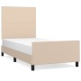 Cappuccino synthetic leather headboard bed frame 90x200 cm by , Beds and slatted bases - Ref: Foro24-3125432, Price: 161,09 €...