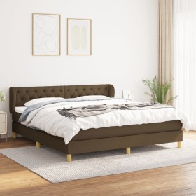 Cama box spring con colchón tela marrón oscuro 160x200 cm de , Camas y somieres - Ref: Foro24-3127056, Precio: 515,53 €, Desc...