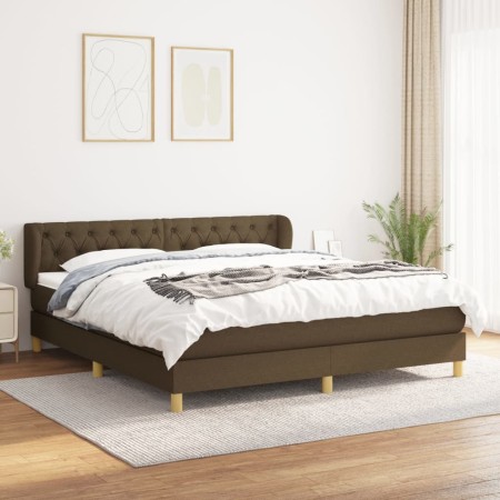 Cama box spring con colchón tela marrón oscuro 160x200 cm de , Camas y somieres - Ref: Foro24-3127056, Precio: 505,28 €, Desc...