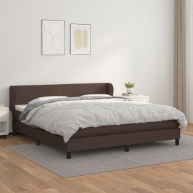 Cama box spring con colchón cuero sintético marrón 180x200 cm de , Camas y somieres - Ref: Foro24-3127208, Precio: 557,99 €, ...