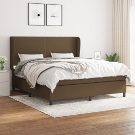 Cama box spring con colchón tela marrón oscuro 160x200 cm de , Camas y somieres - Ref: Foro24-3127816, Precio: 594,99 €, Desc...