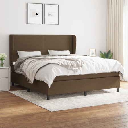 Cama box spring con colchón tela marrón oscuro 160x200 cm de , Camas y somieres - Ref: Foro24-3127816, Precio: 595,39 €, Desc...