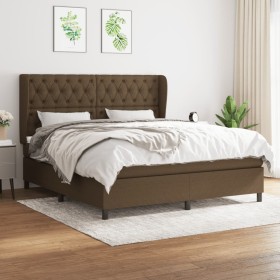 Cama box spring con colchón tela marrón oscuro 160x200 cm de , Camas y somieres - Ref: Foro24-3128216, Precio: 641,36 €, Desc...