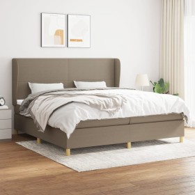 Box spring bed with taupe gray fabric mattress 200x200 cm by , Beds and slatted bases - Ref: Foro24-3128393, Price: 729,28 €,...