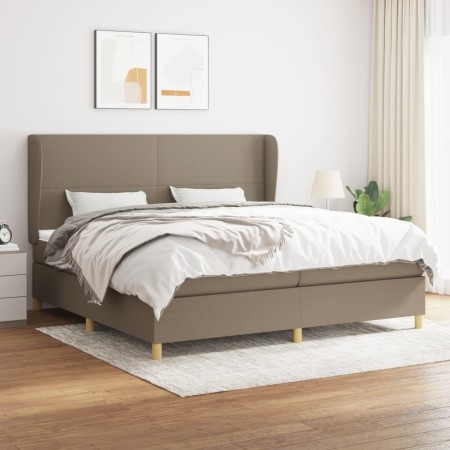 Cama box spring con colchón tela gris taupe 200x200 cm de , Camas y somieres - Ref: Foro24-3128393, Precio: 753,20 €, Descuen...