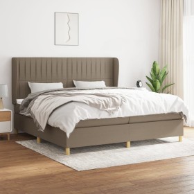 Box spring bed with taupe gray fabric mattress 200x200 cm by , Beds and slatted bases - Ref: Foro24-3128713, Price: 754,83 €,...